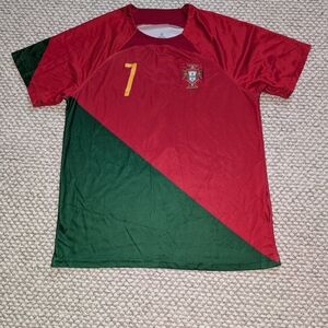 Red and Green Soccer Jersey with Number 7